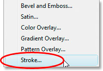 Select the 'Stroke' layer style.